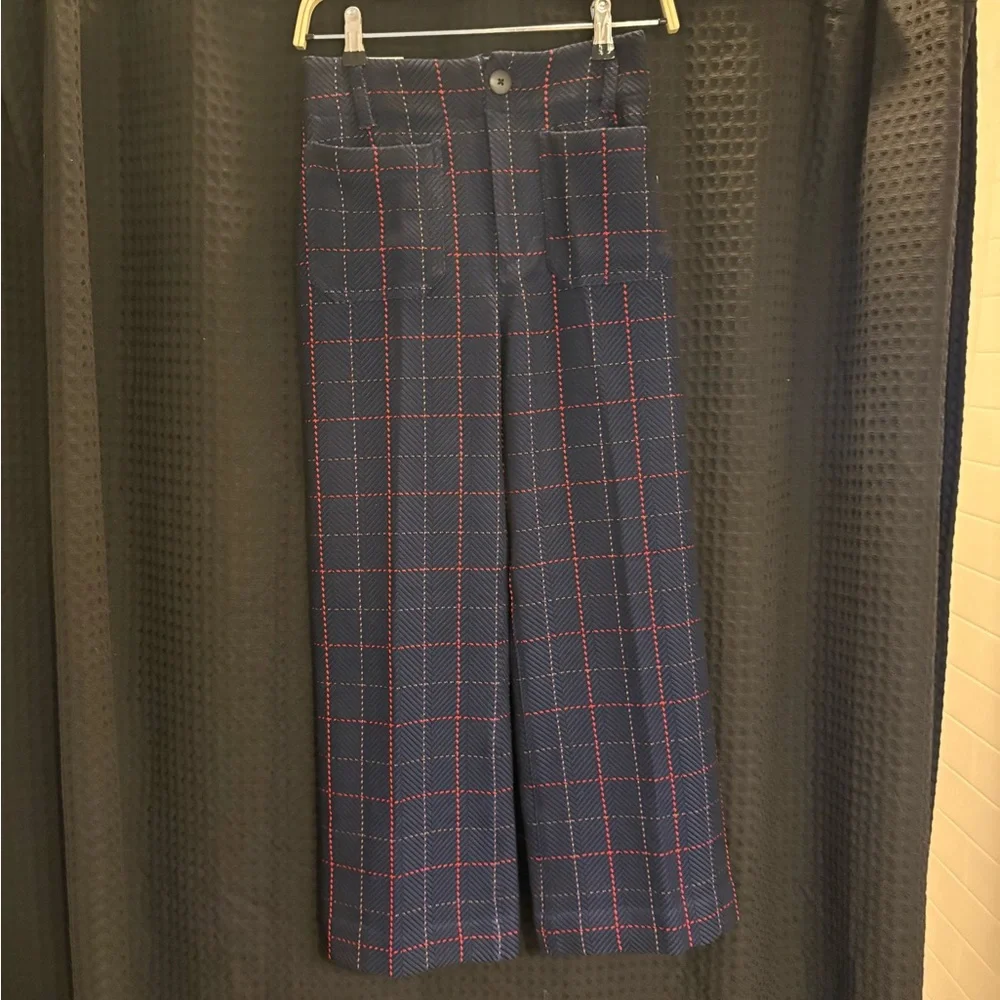 Anthropologie The Merrick White Colette Crop Knit Trousers by Maeve 24  Navy NWT - Picture 4 of 7